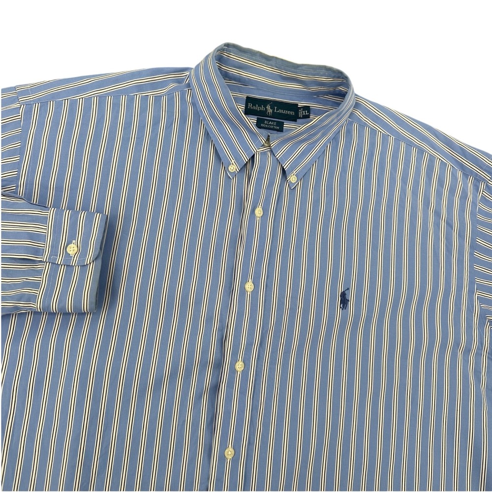 Ralph Lauren Blake Mens XL Blue White Striped Button Down Shirt Long Sleeve